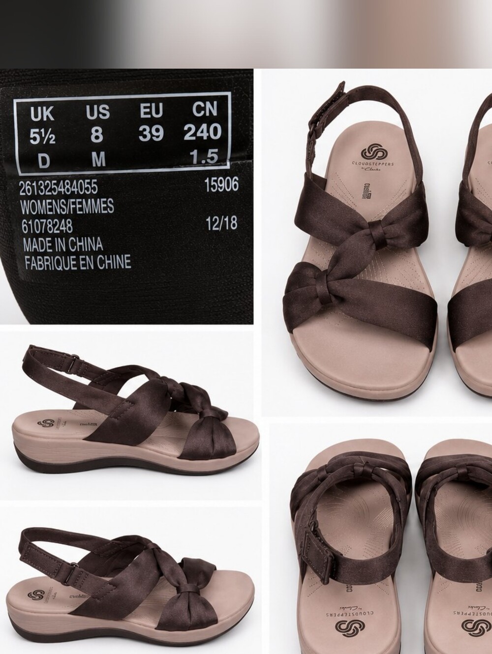 🌸 Clarks Cloudsteppers Cushion Soft Sandals Women's Size 8 Black - Picture 3 of 14